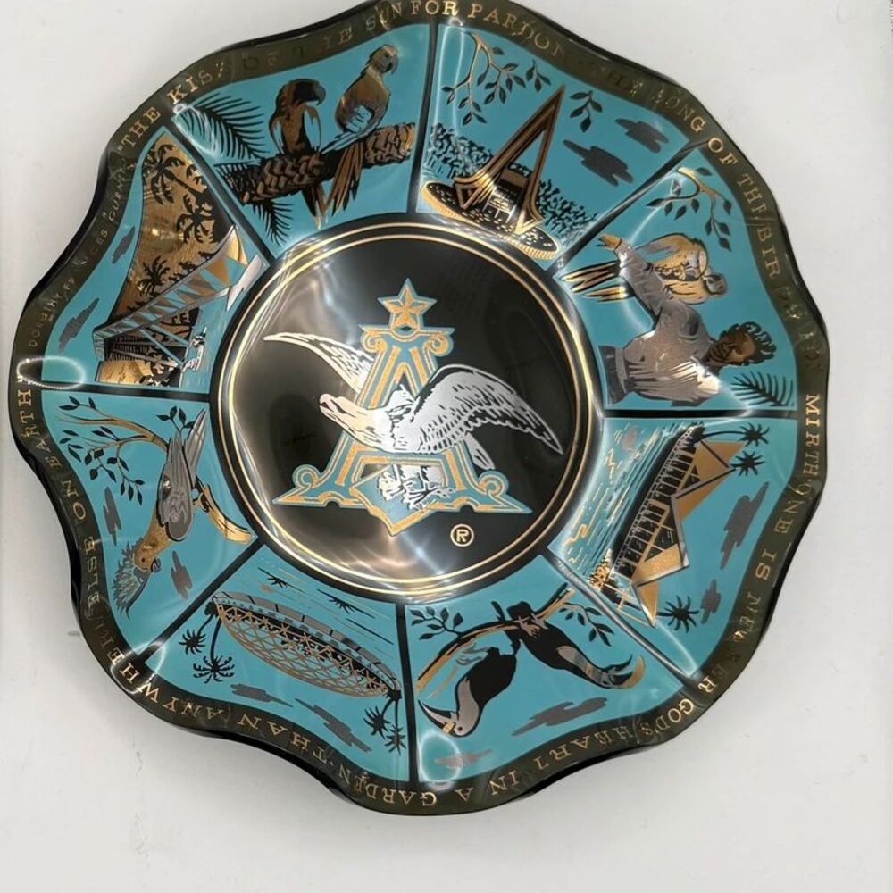 Vintage Busch Gardens Tampa Florida souvenir ruffled glass ashtray